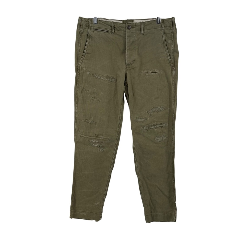 Polo Ralph Lauren Field Utility Herringbone Pants 32x30 Olive Distressed